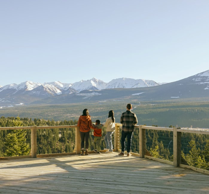 People walking across the Golden Skybridge